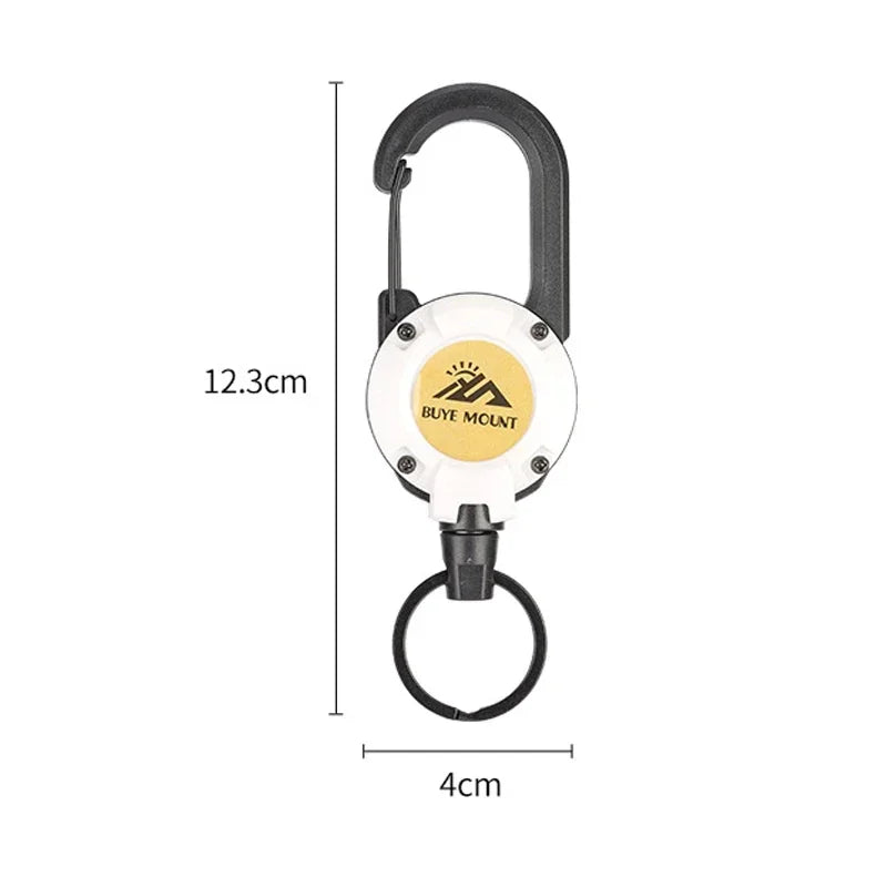 1pcs Heavy Duty Retractable Pull Badges ID Reel Carabiner Key Chain Steel Wire Rope Buckle Key Holder Outdoor Keychain Tools