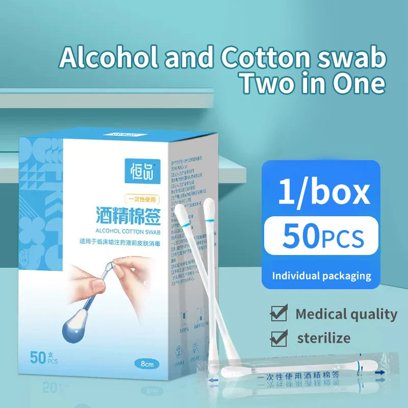 Disposable Iodine Cotton Swab Medical Alcohol Emergency First Aid Kits Stick Individually Wrapped for Travel Outdoor Bruise Care