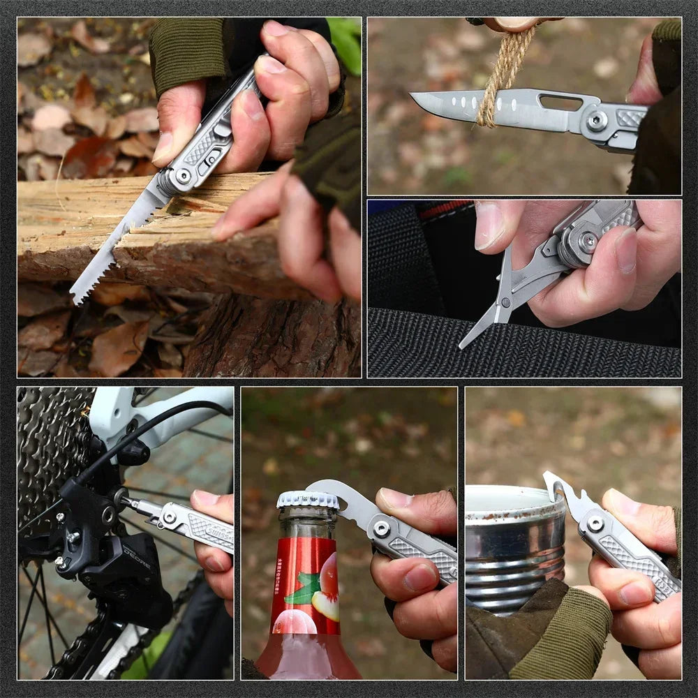 SWISS TECH 11 in 1 Mini Multitool Folding Knife EDC Outdoor Camping Survival Tools Pocket Knife Scissors Screwdriver