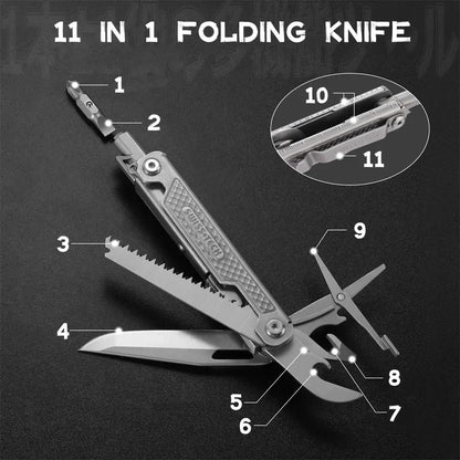 SWISS TECH 11 in 1 Mini Multitool Folding Knife EDC Outdoor Camping Survival Tools Pocket Knife Scissors Screwdriver