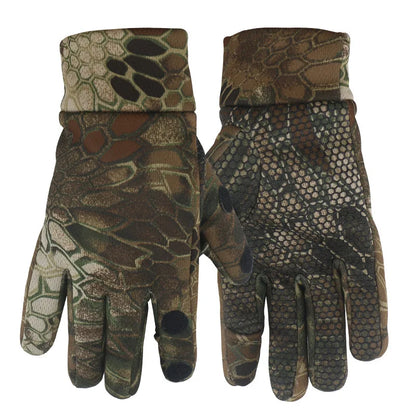 Autumn and winter tactical camouflage gloves with thickened and flexed outdoor training anti-slip and warm full-finger gloves