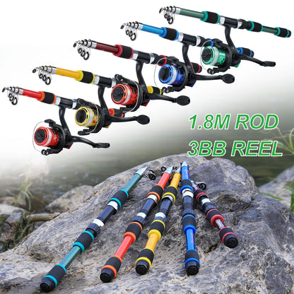 Spinning Fishing Rod and Reel Combo1.8M Telescopic Rod