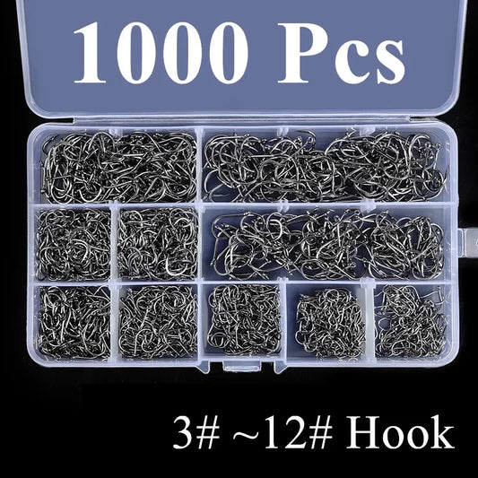 50 to 1000 PCS Fishing Hooks Set Fishing Gear