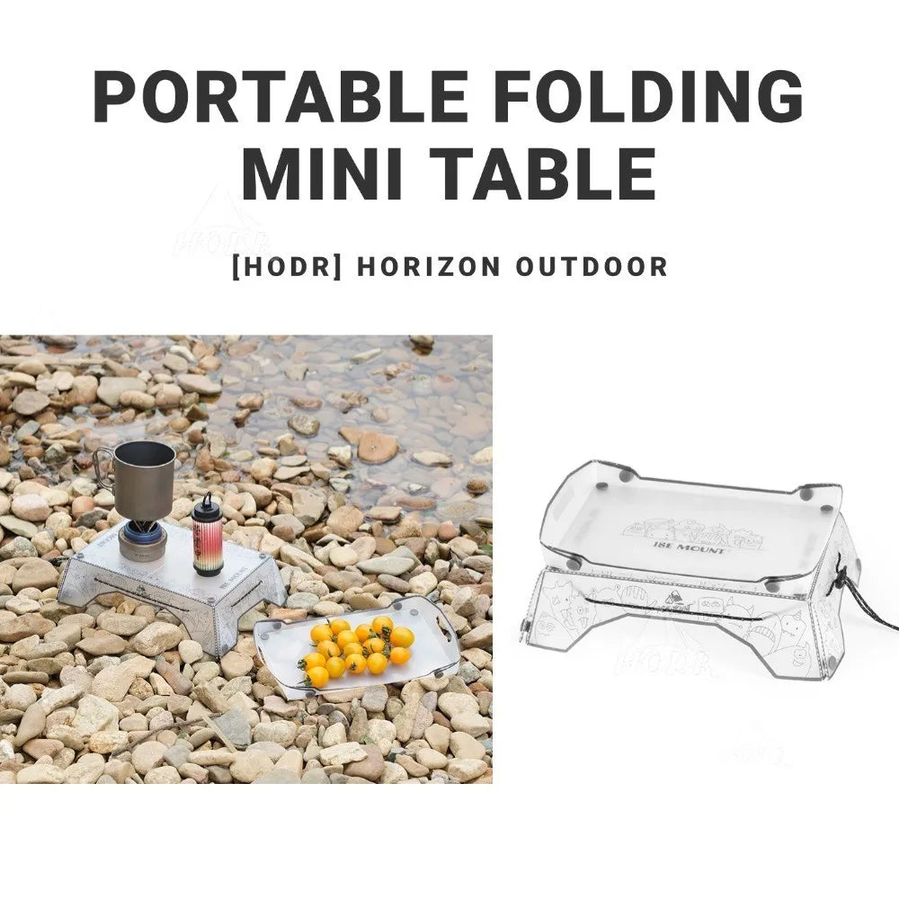 [HODR] Ultralight Folding mini Table Small Folding PP Camp Table & Tray 97 g Portable for Camping, Hiking Equipment UL Gear