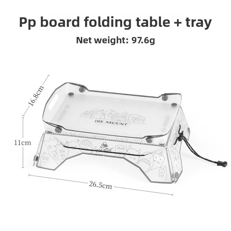 [HODR] Ultralight Folding mini Table Small Folding PP Camp Table & Tray 97 g Portable for Camping, Hiking Equipment UL Gear