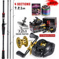 Fishing Rod Reel Combo 1.8~2.1m Carbon Fiber Casting Rod and 7.2:1 Gear Ratio Baitcasting Ree Max Drag 10kg for Bass