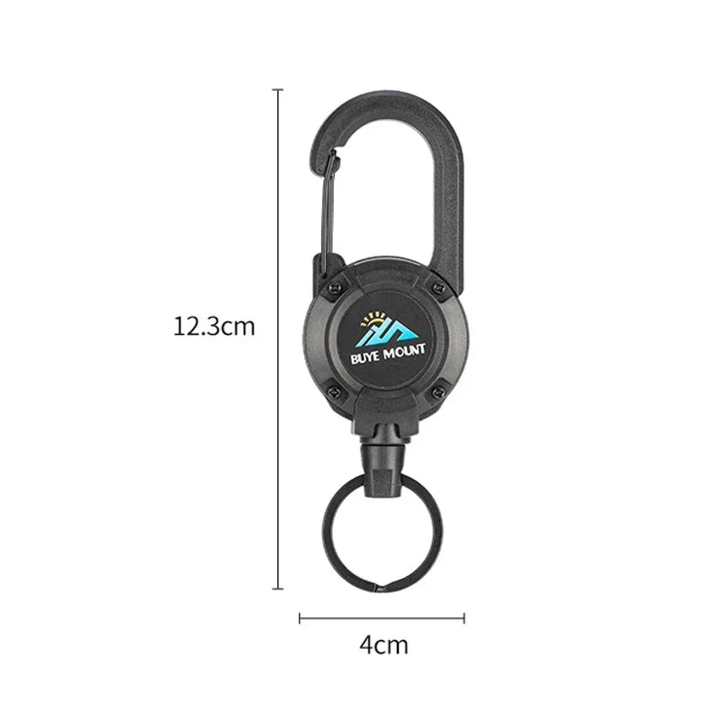 1pcs Heavy Duty Retractable Pull Badges ID Reel Carabiner Key Chain Steel Wire Rope Buckle Key Holder Outdoor Keychain Tools