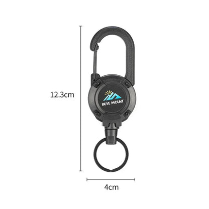 1pcs Heavy Duty Retractable Pull Badges ID Reel Carabiner Key Chain Steel Wire Rope Buckle Key Holder Outdoor Keychain Tools