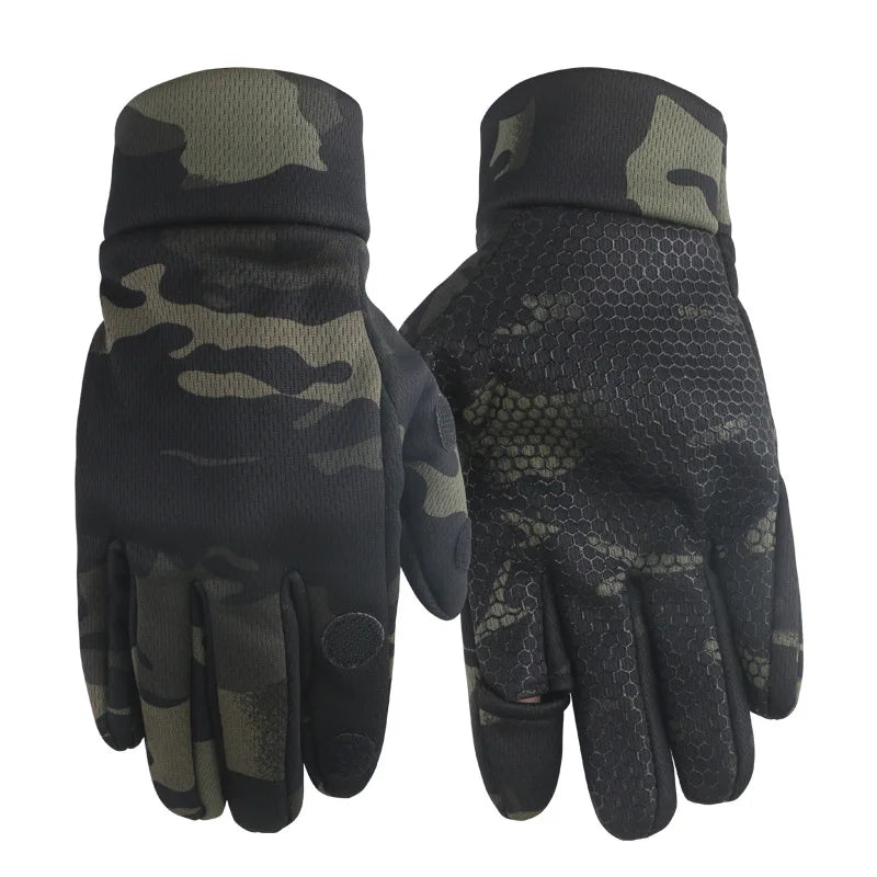 Autumn and winter tactical camouflage gloves with thickened and flexed outdoor training anti-slip and warm full-finger gloves