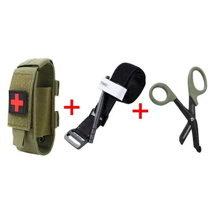 Tactical Military First Aid Kit, Tourniquet,  Survival Set, Pouch Nursing Holder, Medical Gear, Scissors Bag, Outdoor Equipment