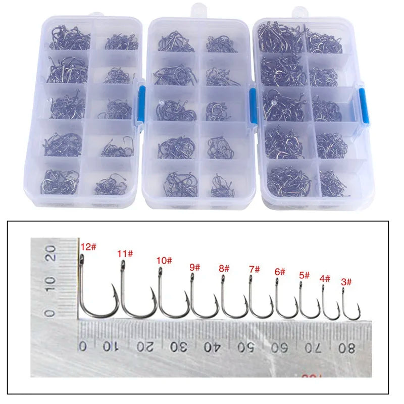 50 to 1000 PCS Fishing Hooks Set Fishing Gear