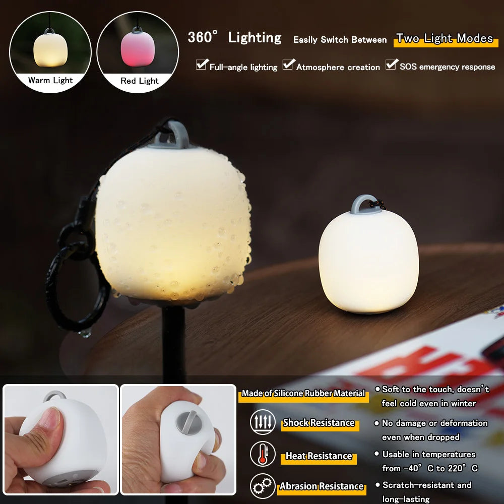 Soomloom Rechargeable LED Camping Lantern Cute Egg-Shaped Squeeze Light 3mode Soft Silicone Lamp for Outdoor Use & Cozy Ambience