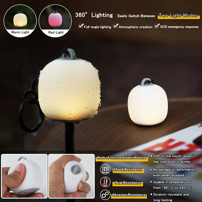 Soomloom Rechargeable LED Camping Lantern Cute Egg-Shaped Squeeze Light 3mode Soft Silicone Lamp for Outdoor Use & Cozy Ambience