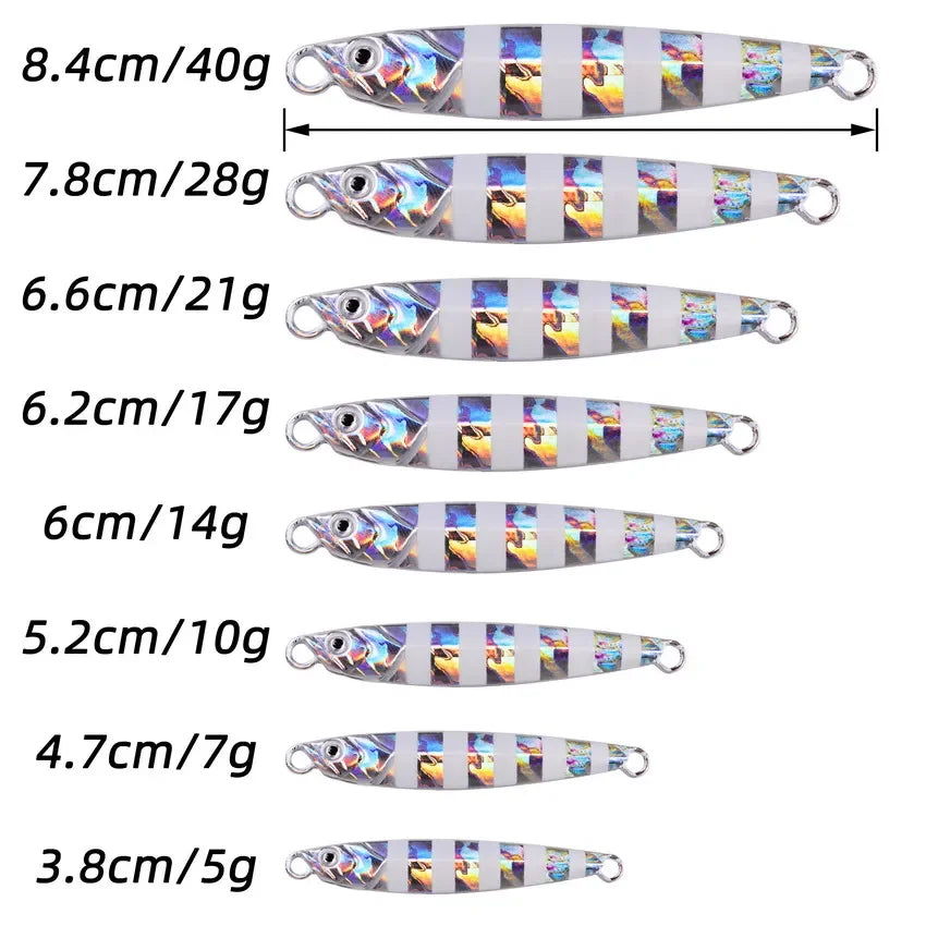 Metal Jig Fishing lure Set 7 to 40 g Sea Shore Casting Jigging Bait