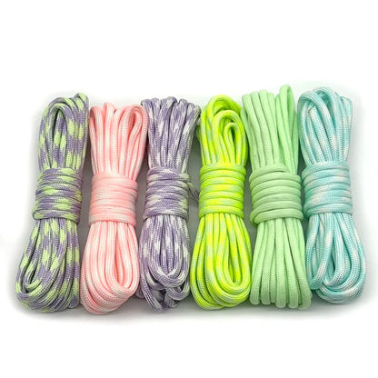 4mm Luminous Paracord,5m/10m/15m,7-Core Paracord Outdoor Camping Equipment Outdoor Emergency Rope Braided Bracelet Outdoor Tent