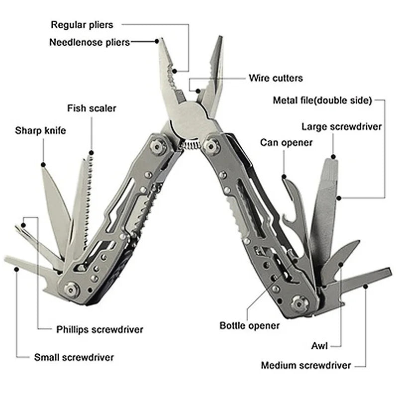 NEW Creative 15 IN 1 Multi Tools Folding Pliers Camping   Outdoor Survival  with Nylon Bag