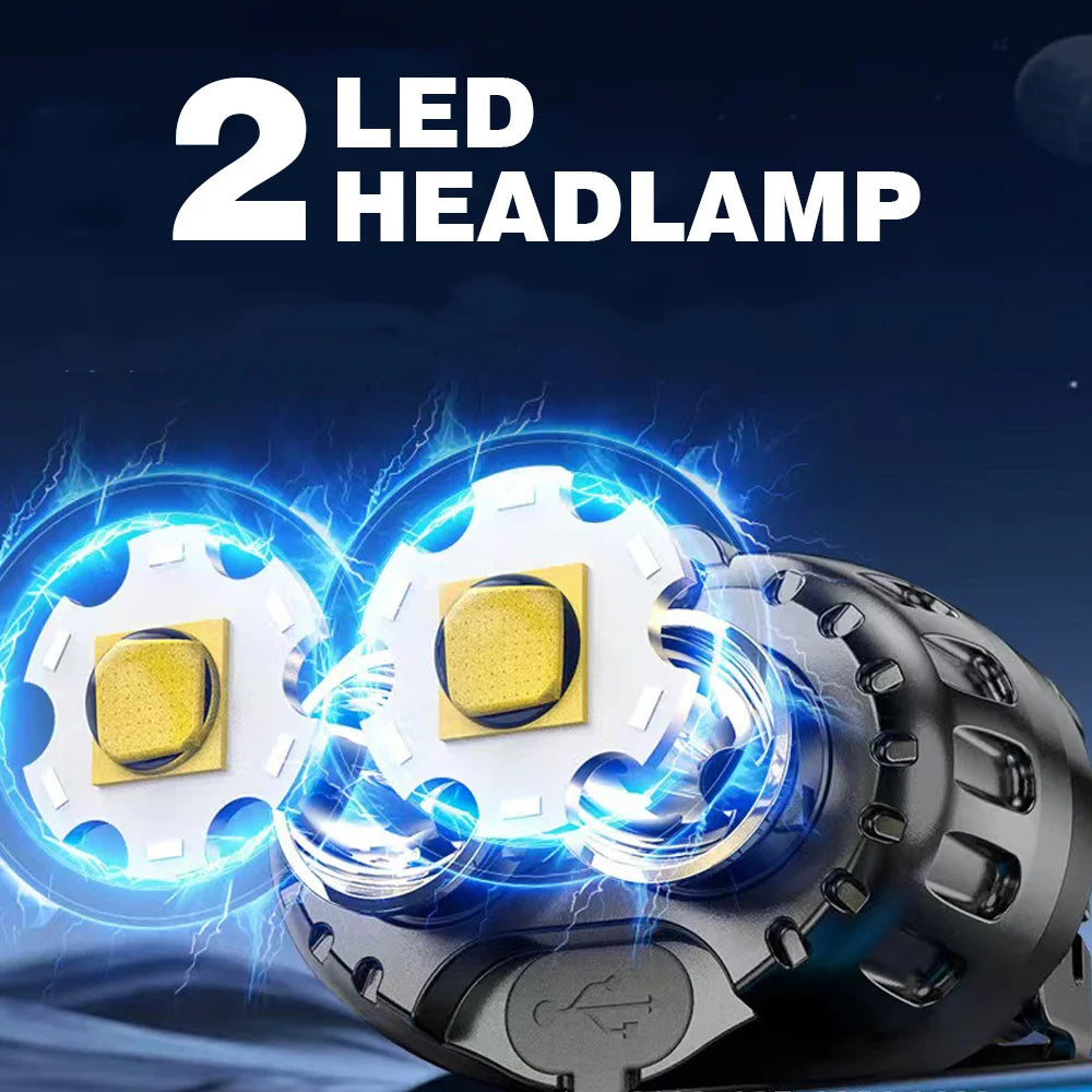 Powerful LED headlights IPX4 waterproof emergency head flashlight headlights for outdoor fishing, camping, hiking