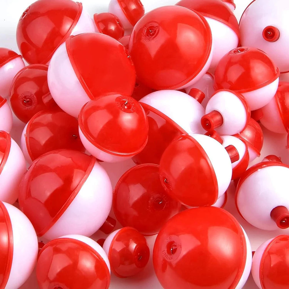 10Pcs Fishing Bobbers Hard ABS Red/white Slip Bobbers Push Button Round Buoy Floats Fishing Tackle Accessories
