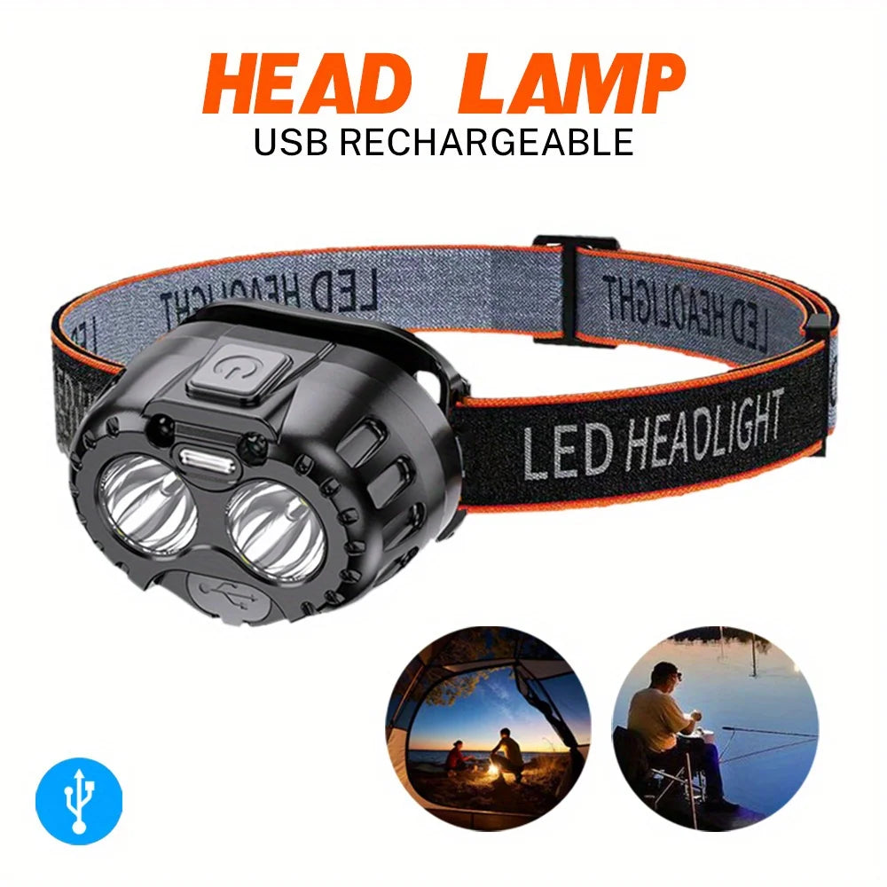 Powerful LED headlights IPX4 waterproof emergency head flashlight headlights for outdoor fishing, camping, hiking