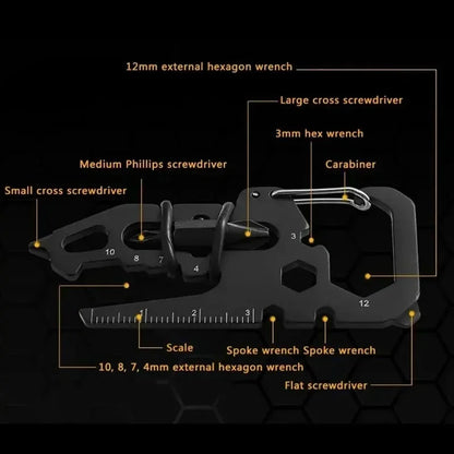 1PC Stainless Steel Carabiner Clip with Bottle Opener Keychain Multifunction Card Tool for Camping Climbing Outdoor Activities