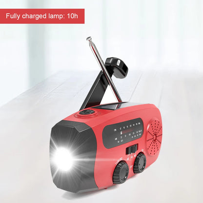 Portable Phone Charger with LED Lights Solar Hand Crank Radio USB Charged & Solar Power Multifunctional for Outdoor Survival