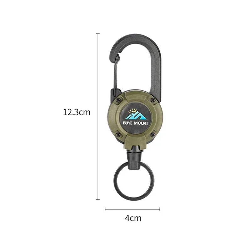 1pcs Heavy Duty Retractable Pull Badges ID Reel Carabiner Key Chain Steel Wire Rope Buckle Key Holder Outdoor Keychain Tools