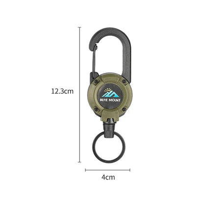 1pcs Heavy Duty Retractable Pull Badges ID Reel Carabiner Key Chain Steel Wire Rope Buckle Key Holder Outdoor Keychain Tools