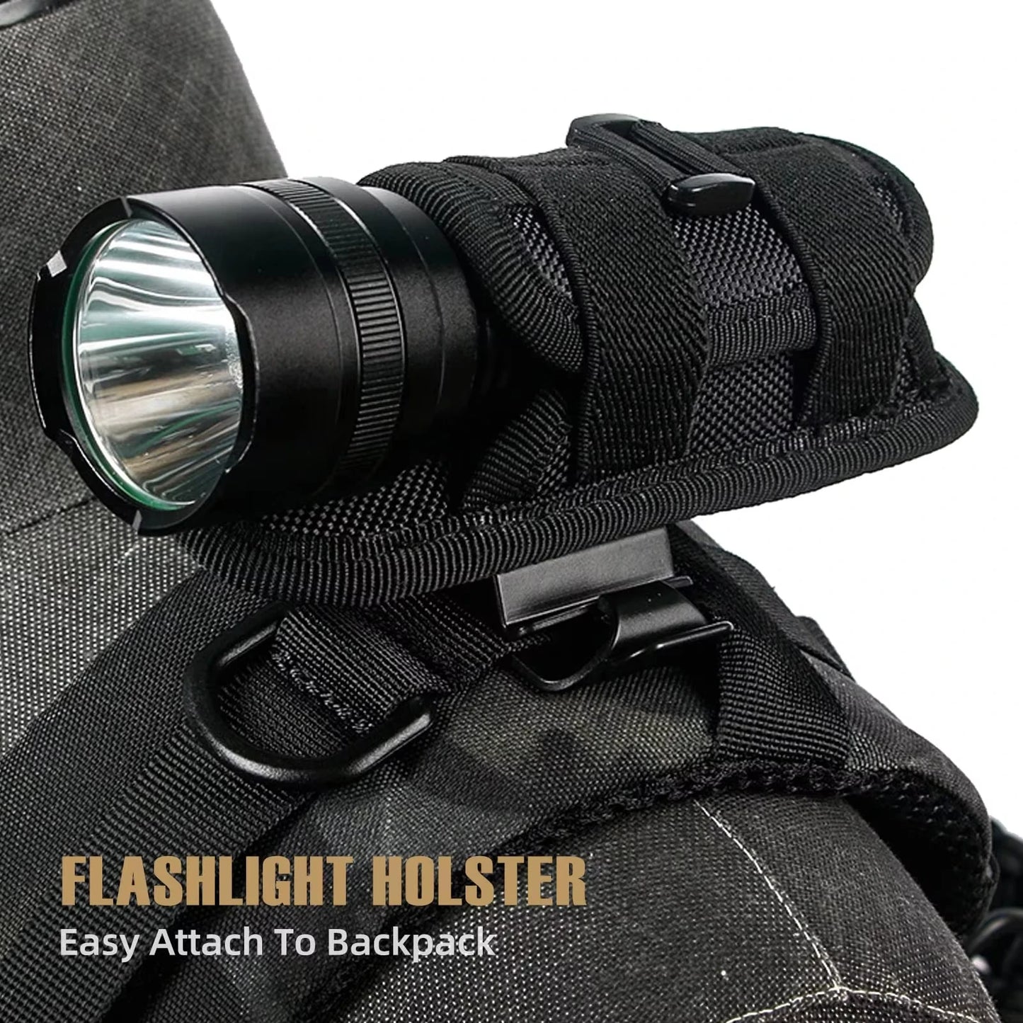 Tactical Flashlight Pouch Belt Torch Bag Durable Hunting Lighting Accessory Outdoor Survival Kits Case With 360 Degree Carabiner