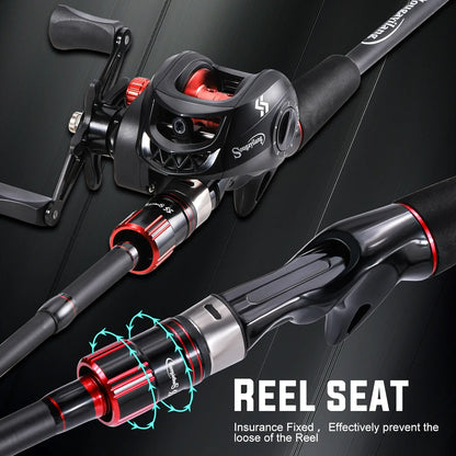 Fishing Rod Reel Combo 1.8~2.1m Carbon Fiber Casting Rod and 7.2:1 Gear Ratio Baitcasting Ree Max Drag 10kg for Bass