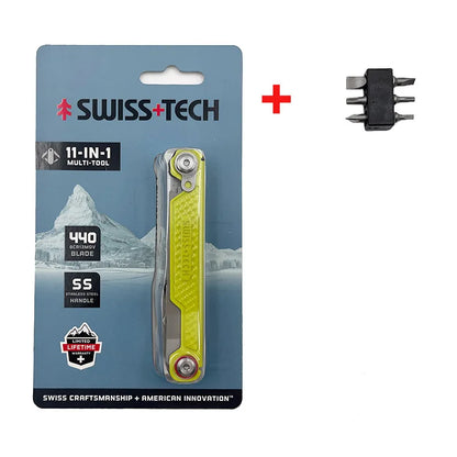 SWISS TECH 11 in 1 Mini Multitool Folding Knife EDC Outdoor Camping Survival Tools Pocket Knife Scissors Screwdriver