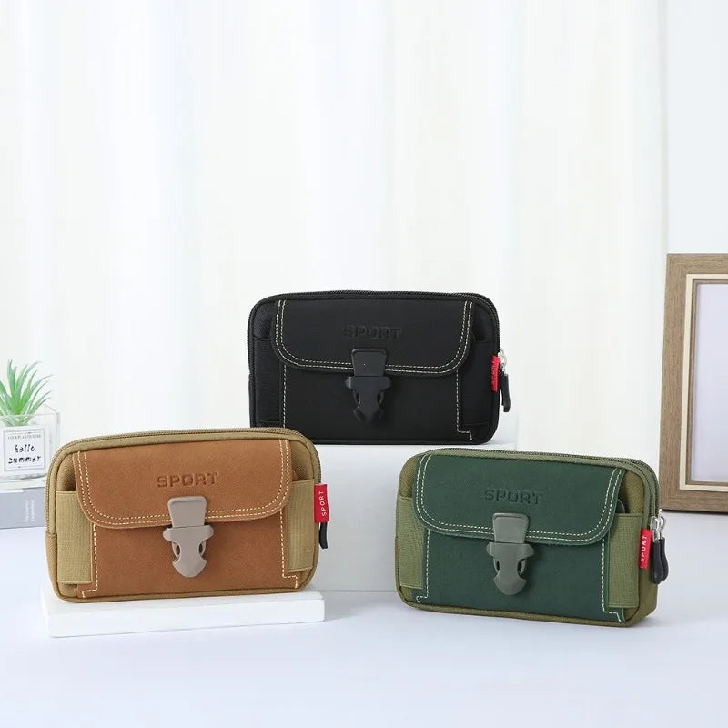 Canvas Waist Pocket Male Outdoor Fanny Bum Bag Purse Business Mobile Phone Pouch Running Pouch Travel Camping Bags