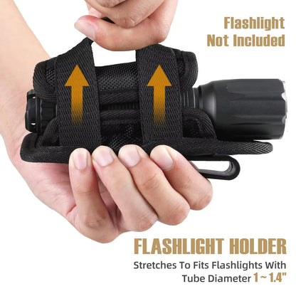 Tactical Flashlight Pouch Belt Torch Bag Durable Hunting Lighting Accessory Outdoor Survival Kits Case With 360 Degree Carabiner