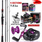 Fishing Rod Reel Combo 1.8~2.1m Carbon Fiber Casting Rod and 7.2:1 Gear Ratio Baitcasting Ree Max Drag 10kg for Bass