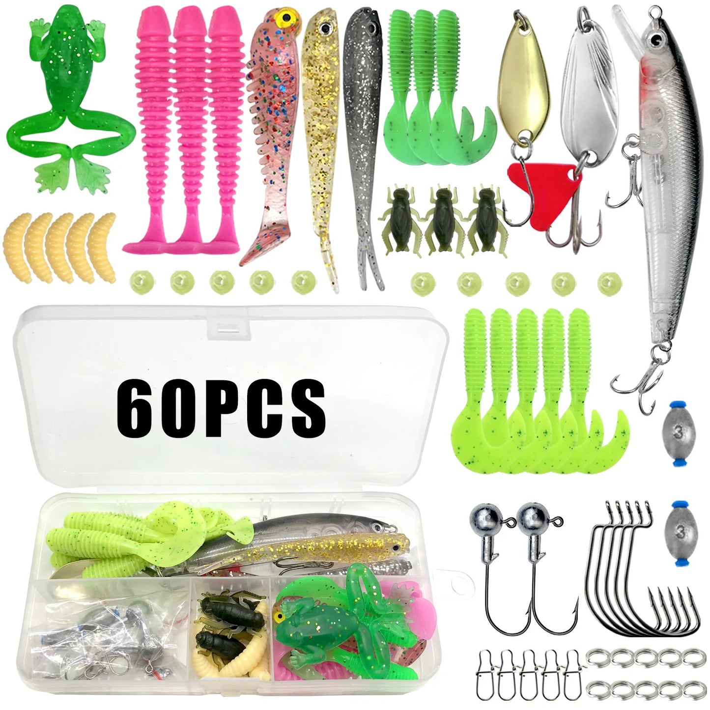 Fishing Lures Kit 60 to 219 pcs Bait Set