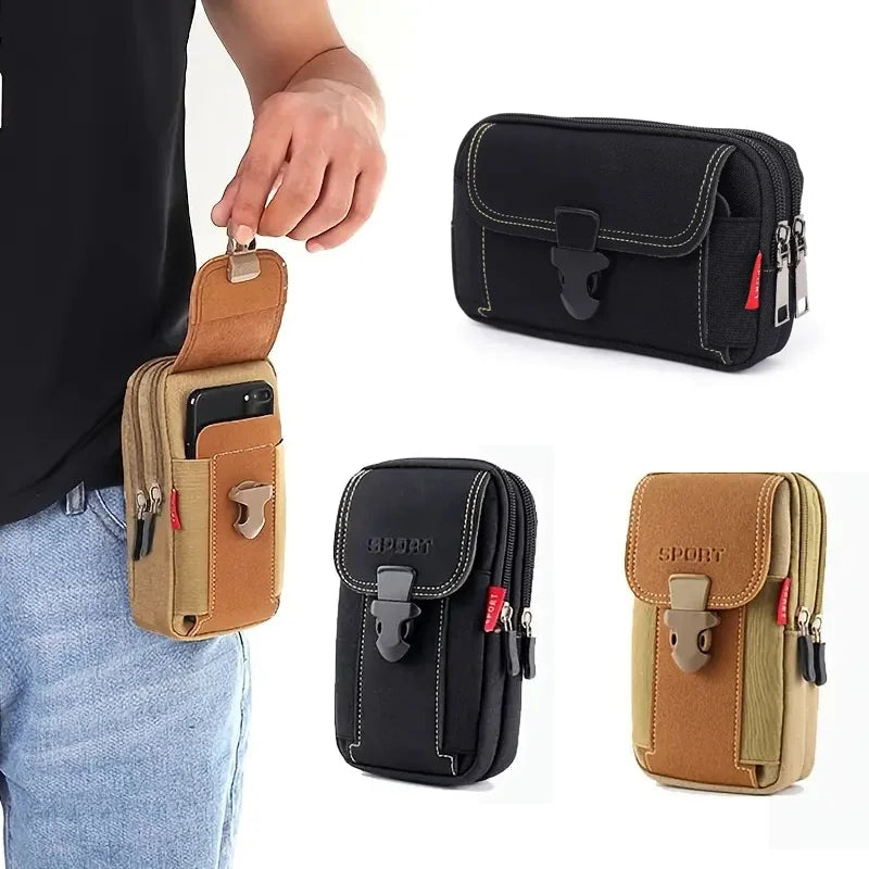 Canvas Waist Pocket Male Outdoor Fanny Bum Bag Purse Business Mobile Phone Pouch Running Pouch Travel Camping Bags