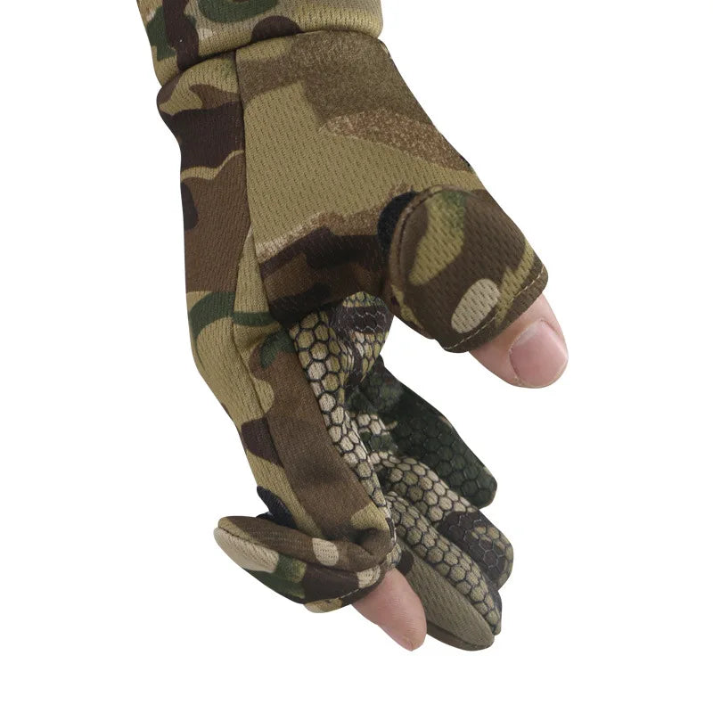 Autumn and winter tactical camouflage gloves with thickened and flexed outdoor training anti-slip and warm full-finger gloves