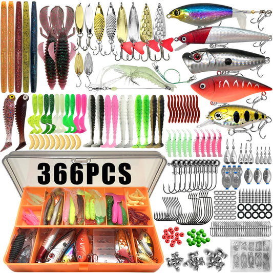 Fishing 86/88/136/149/366pcs Fishing Lure Kit For Trout/Pike/Bass Multi-Lure Fishing Set Layered Tackle Pro Gear Tackle Box